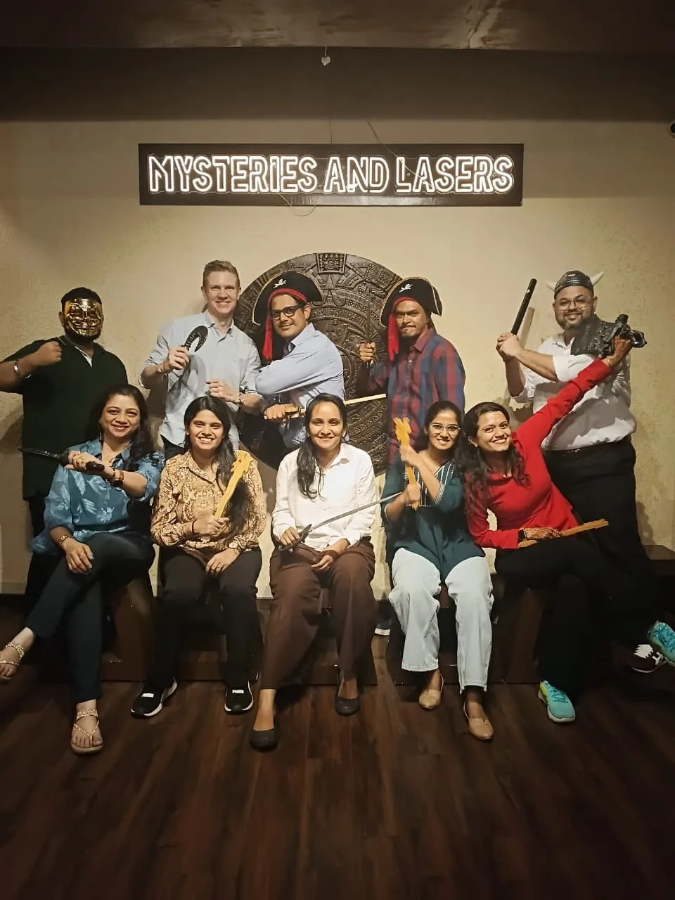 A team with props after a mission